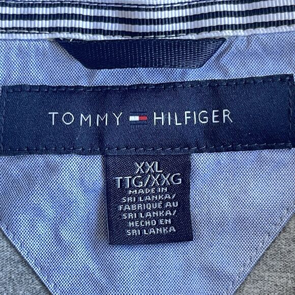 Tommy Hilfiger Mens Polo Shirt XXL 2X Gray Blue Embroidered Logo Crest Y2K - Picture 4 of 9